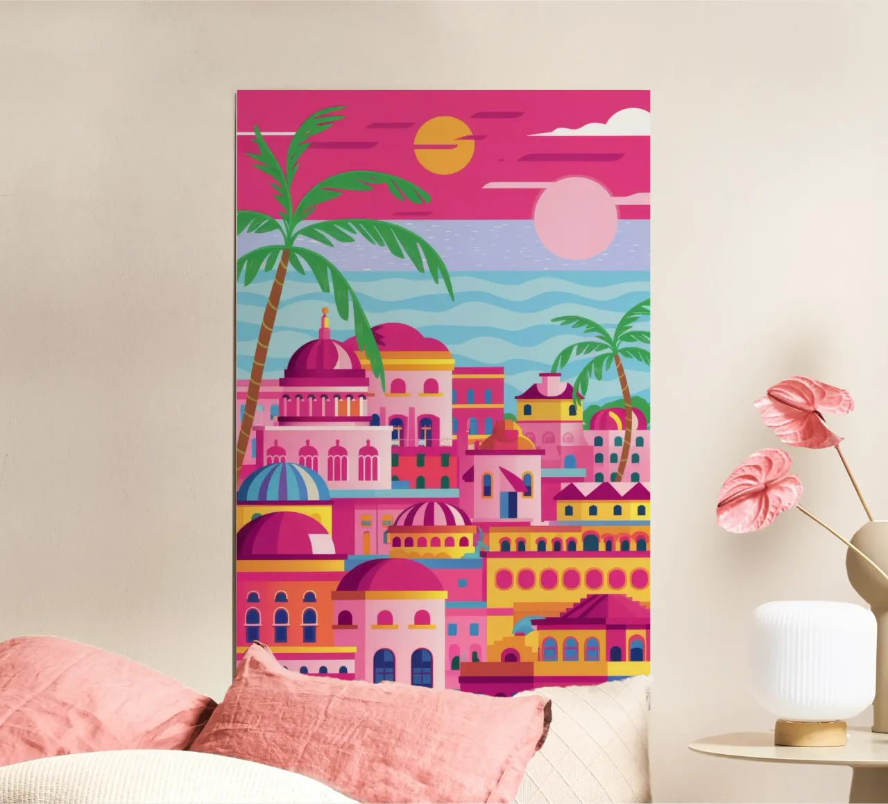 Città collinare rosa carta hahnemühle da FadeAura