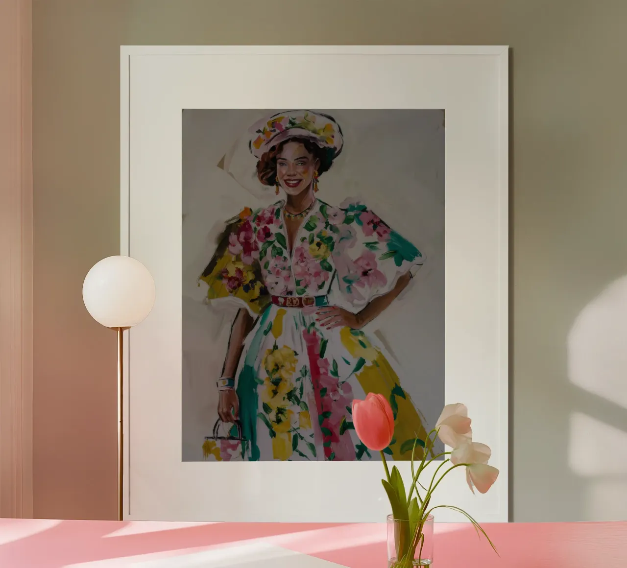 Abito floreale Grace poster con telaio in legno da Haven Fantasy