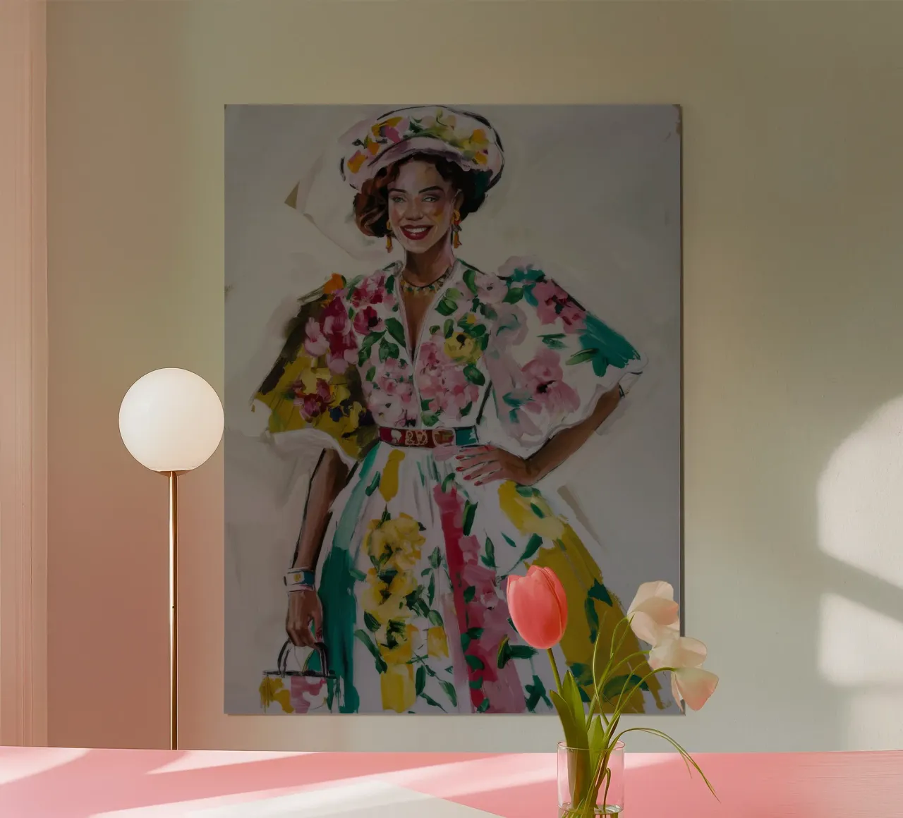 Abito floreale Grace poster con telaio in legno da Haven Fantasy