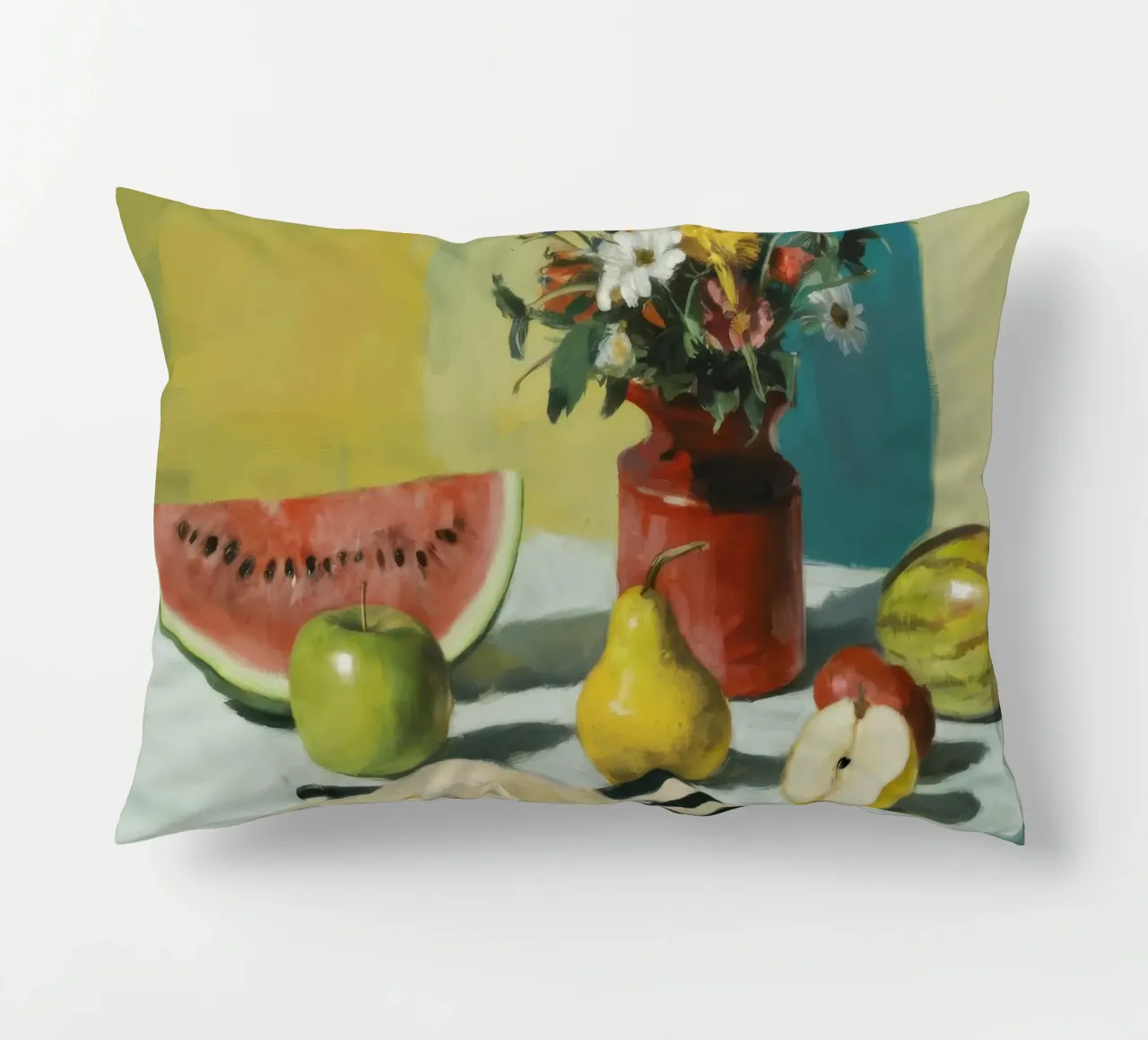 Birne und Wassermelone Repose Kissen von Fable Tempa