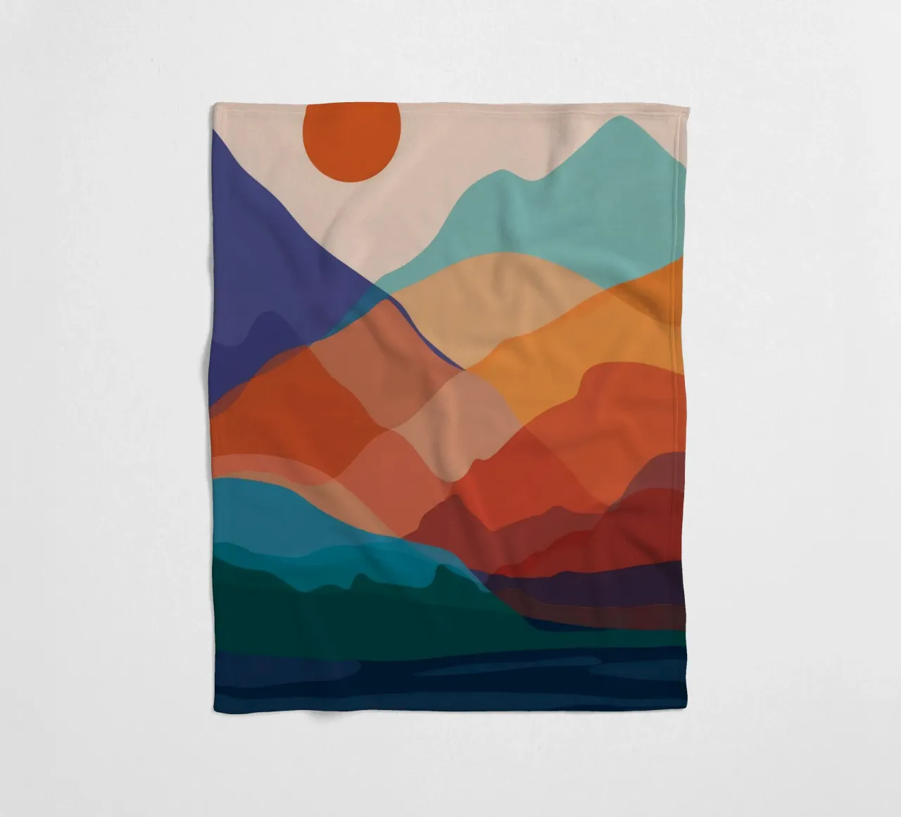 Puesta de sol en la montaña manta de franela de Muse Artworks