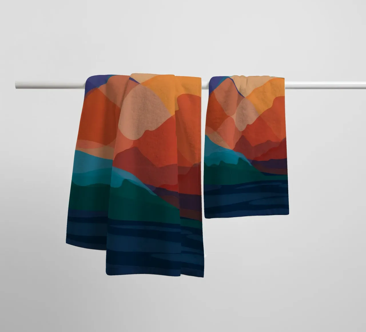 Layered Mountain Sunset towel by Muse Artworks