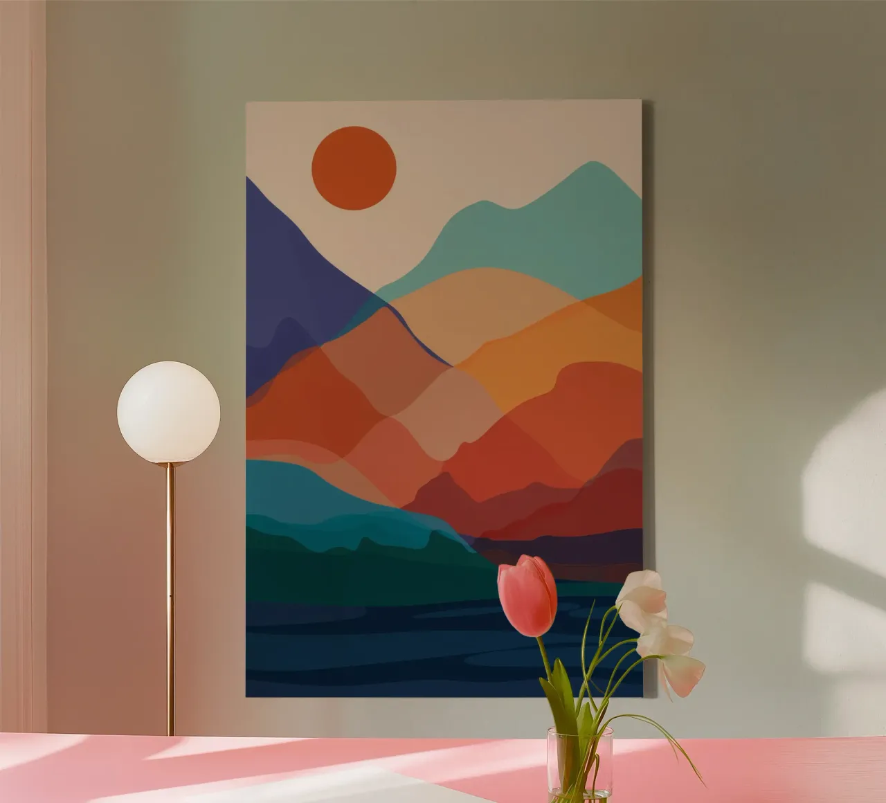 Tramonto in montagna a strati tela con Cornice a cassetta da Muse Artworks