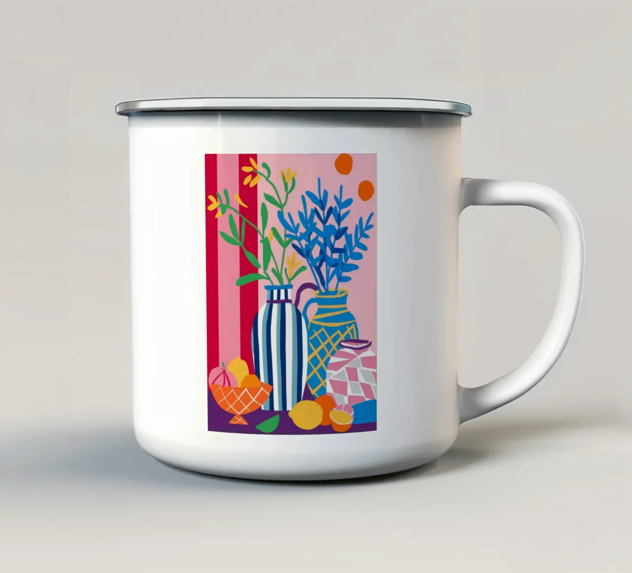 Vaso rosa a parete blu tazza in smalto da FadeAura