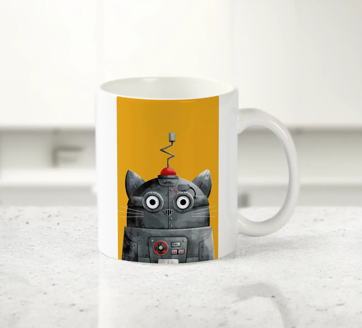 Cat Robot ceramic mug by Doozal