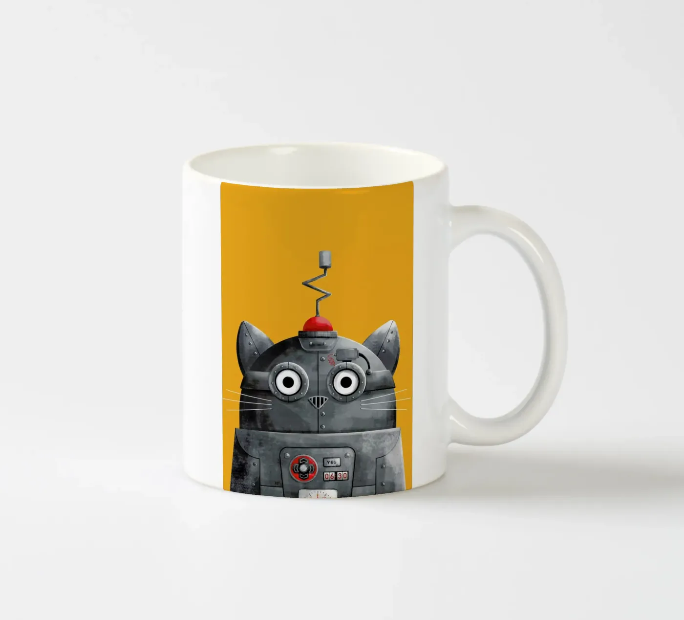 Cat Robot ceramic mug by Doozal