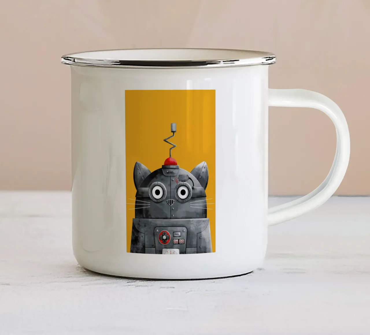 Cat Robot emaille mok van Doozal