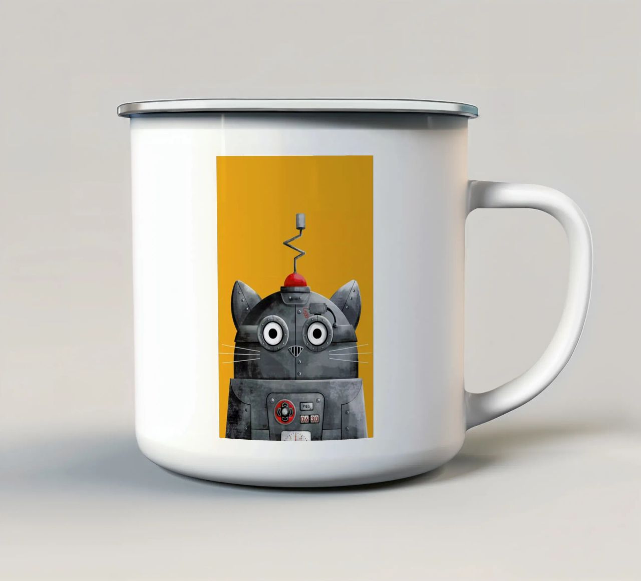 Cat Robot tazza in smalto da Doozal