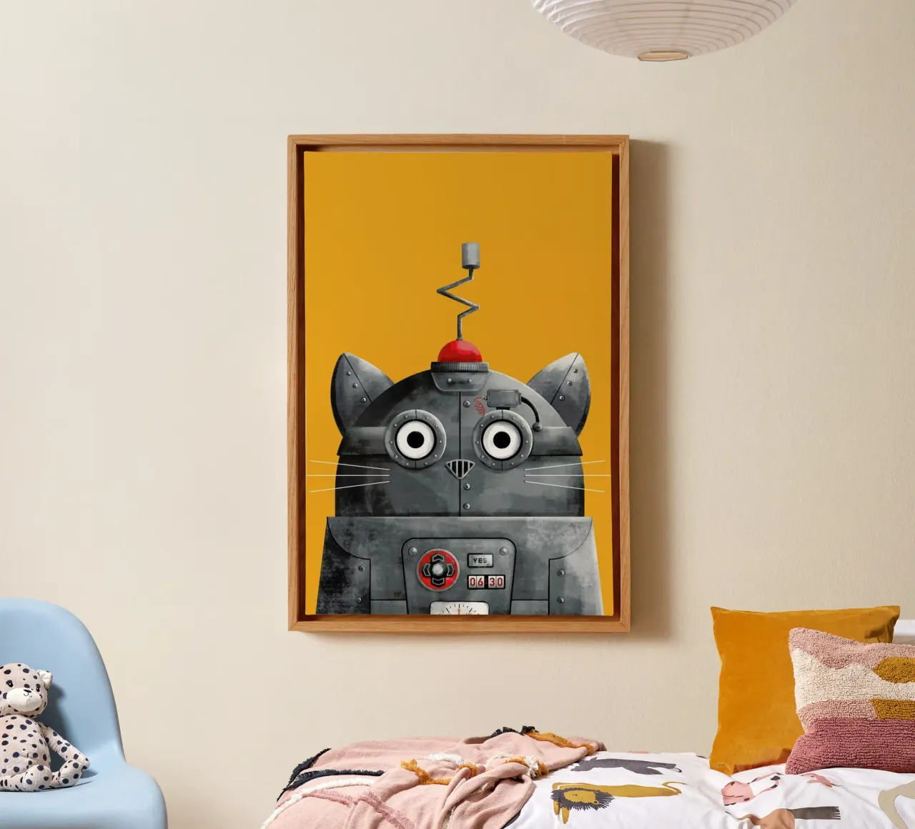 Cat Robot tela con Cornice a cassetta da Doozal