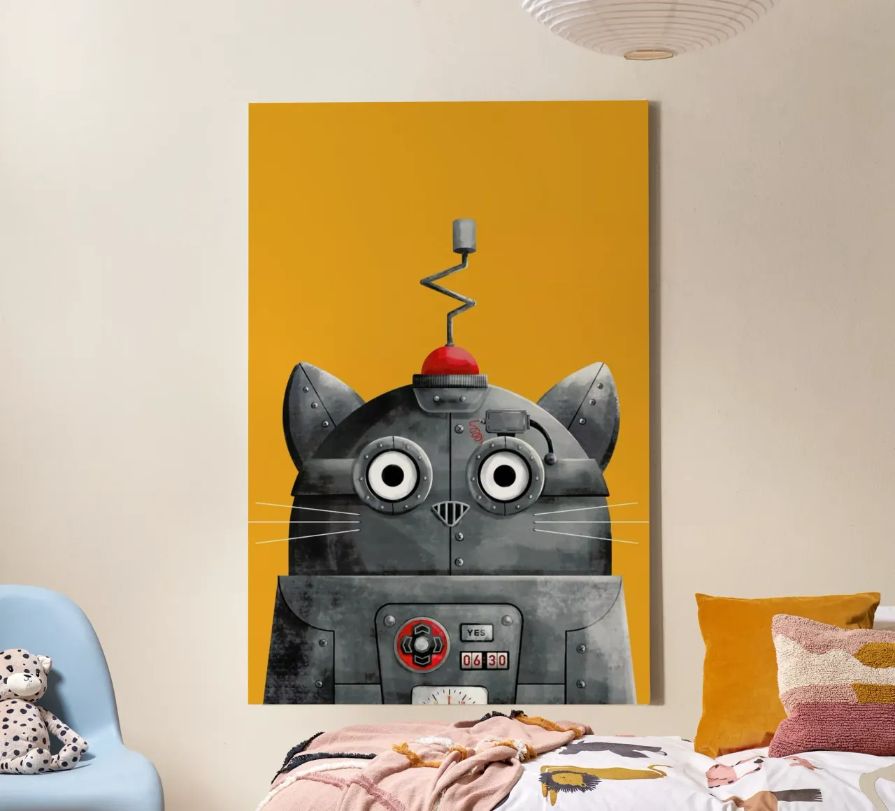 Cat Robot tela con Cornice a cassetta da Doozal