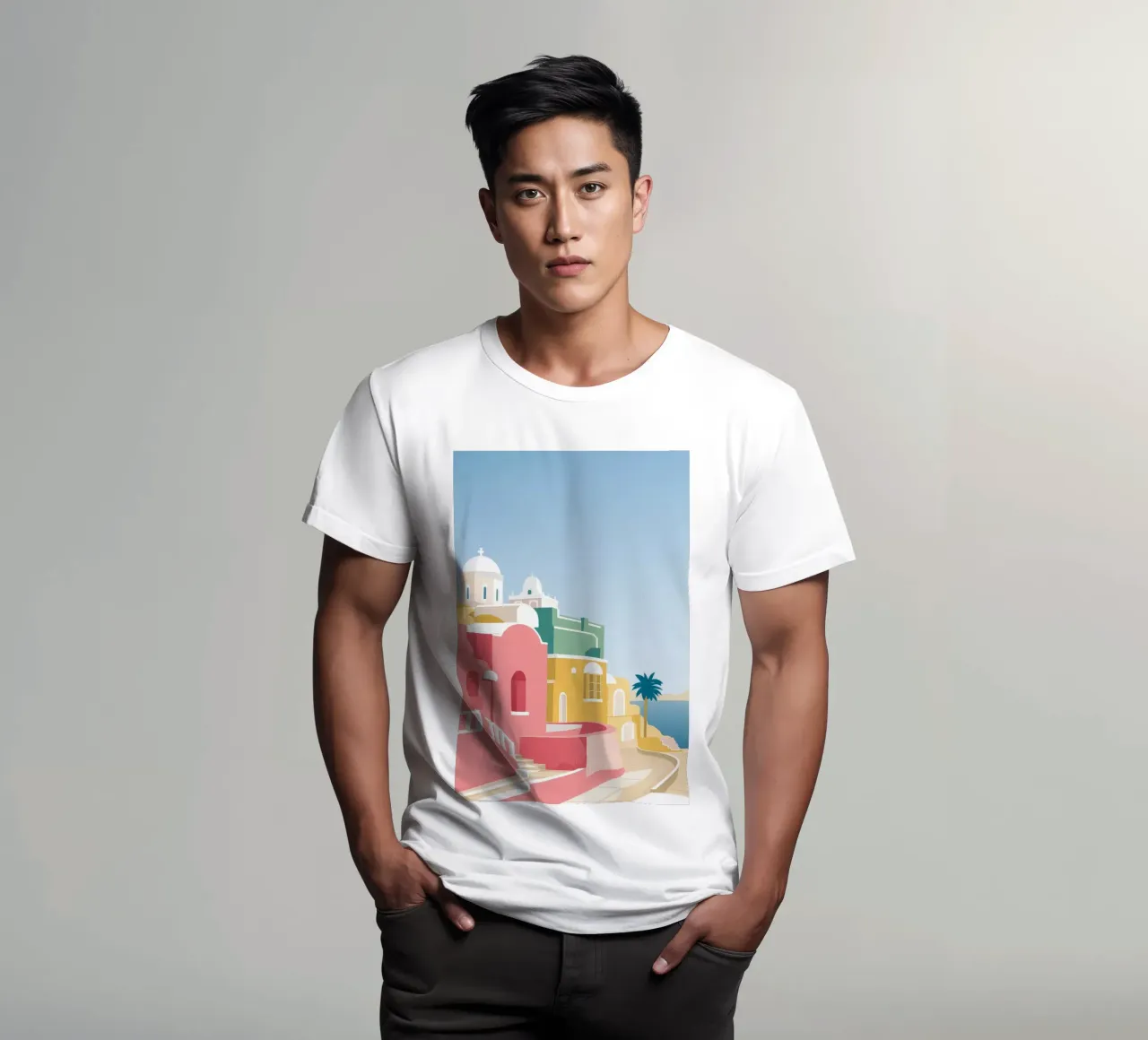 Vista de la azotea de Santorini camiseta de Muse Artworks