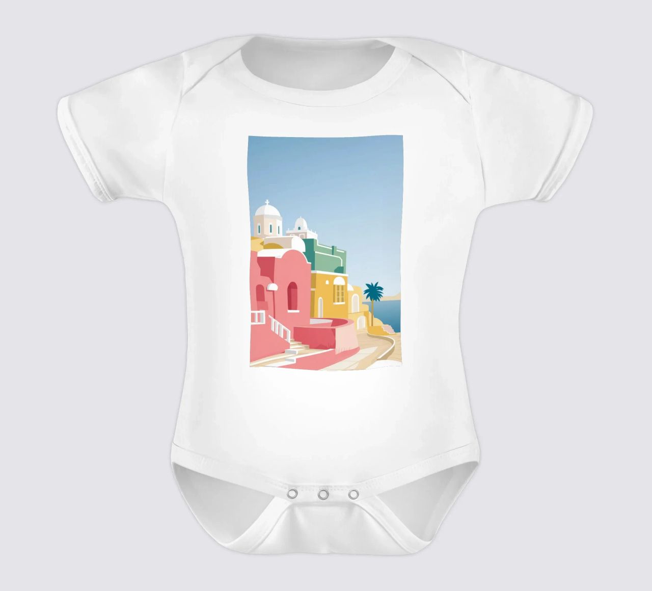 Vue du toit de Santorin body bébé de Muse Artworks