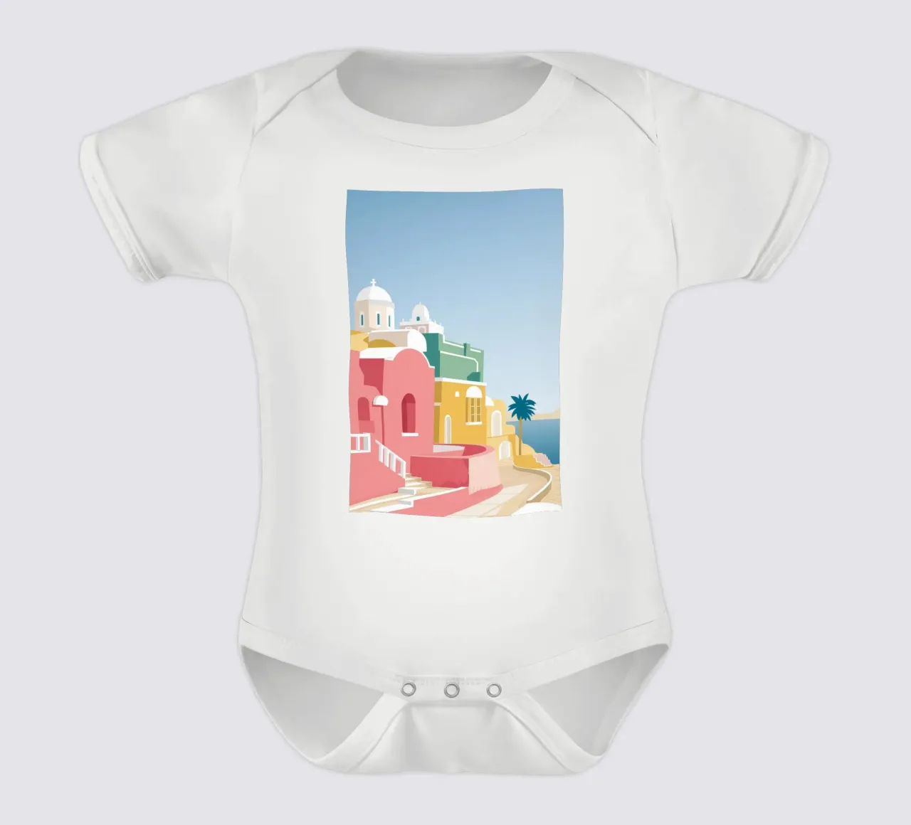 Vue du toit de Santorin body bébé de Muse Artworks