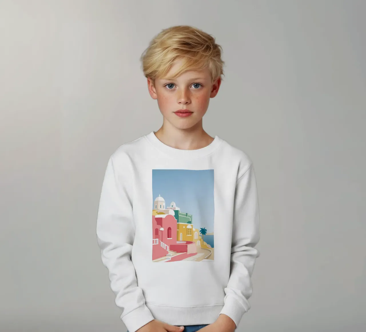 Vue du toit de Santorin sweat enfant de Muse Artworks