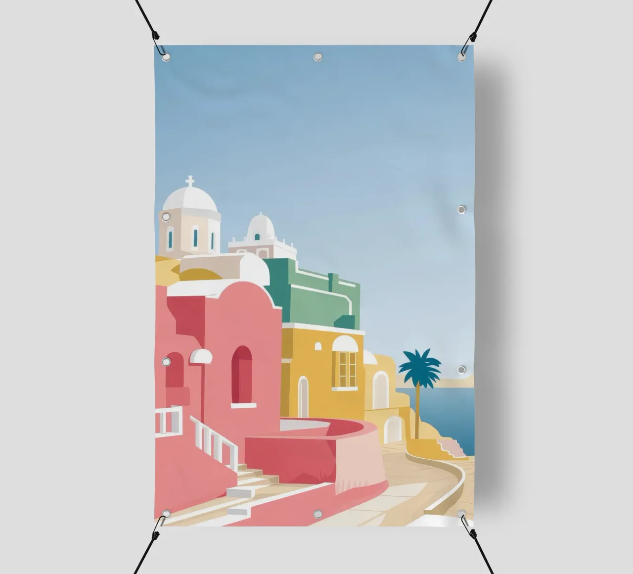 Santorini Rooftop View telo in pvc da Muse Artworks