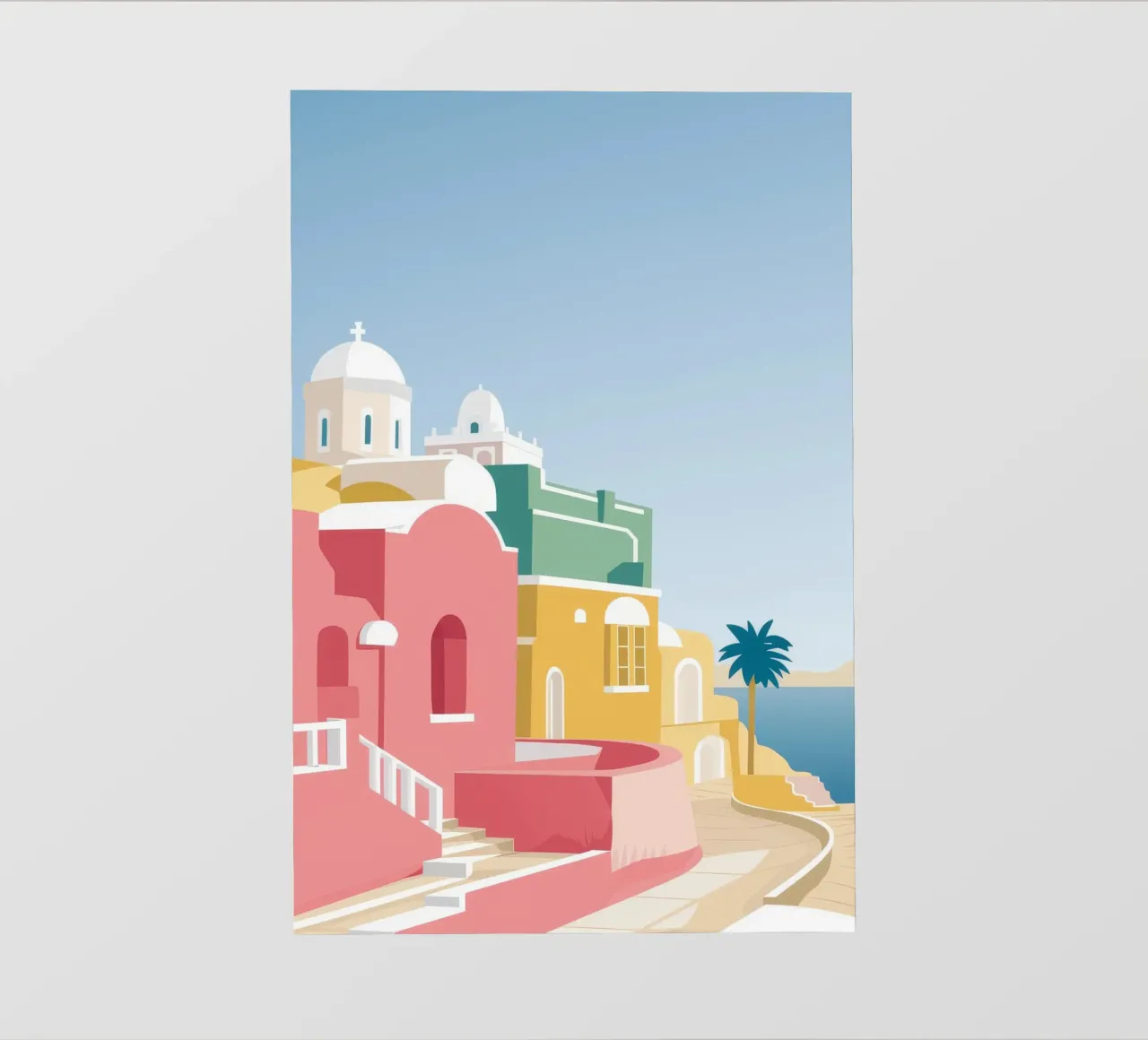 Santorini Rooftop View telo in pvc da Muse Artworks