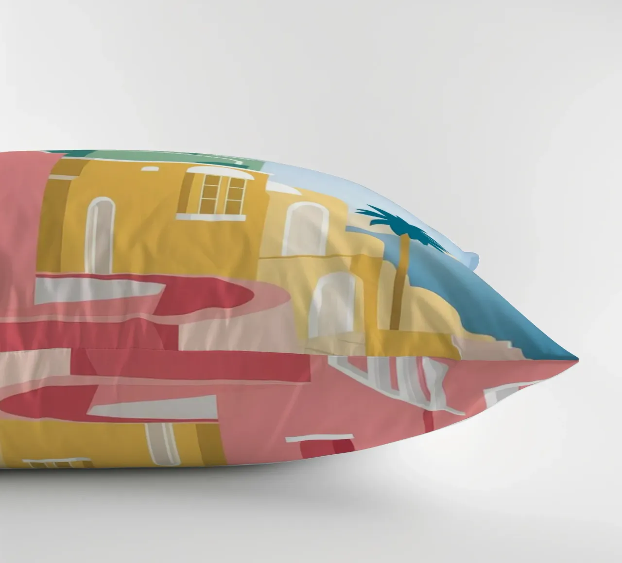 Santorini Rooftop View cuscino da Muse Artworks