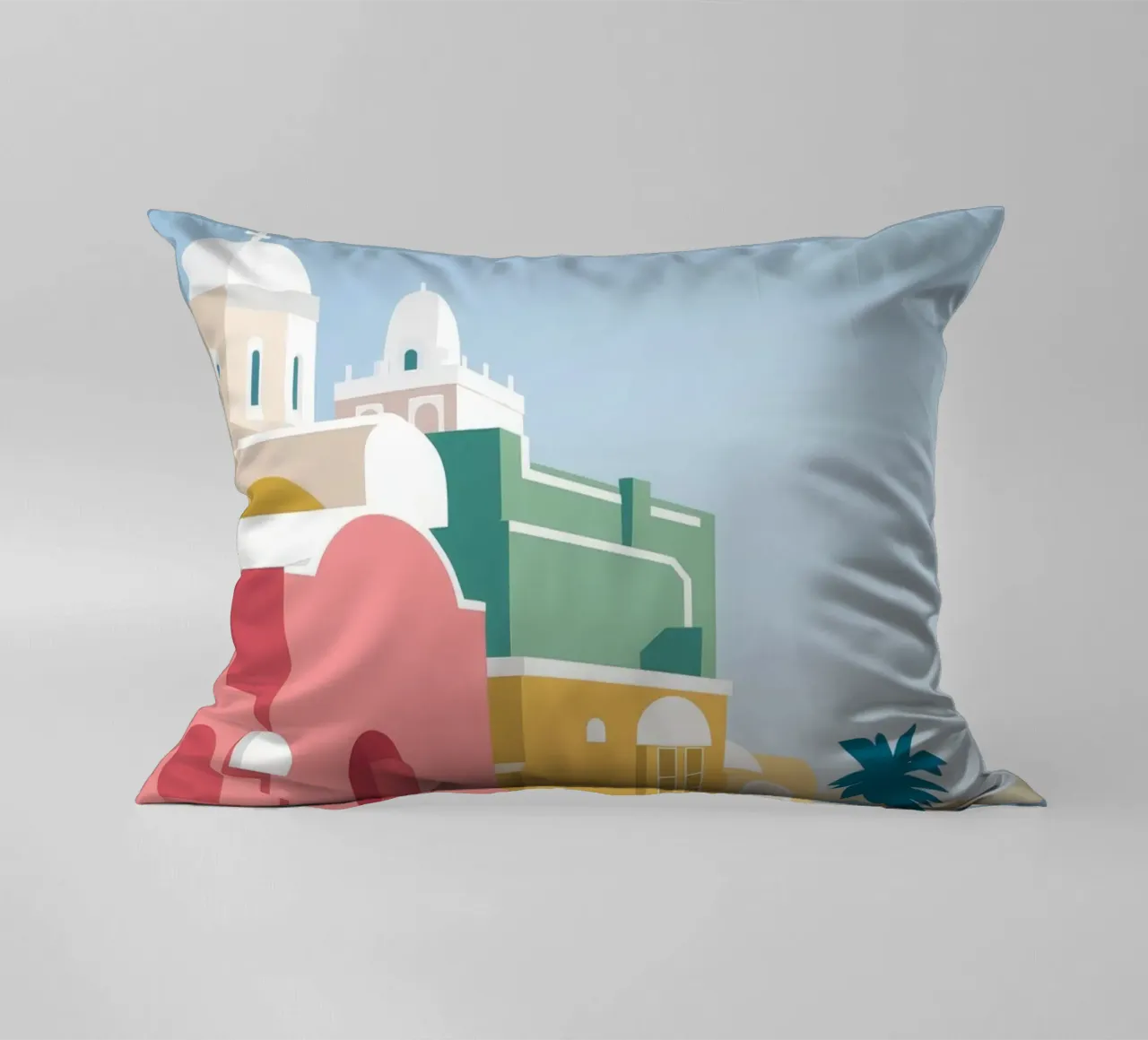 Santorini Rooftop View cuscino da Muse Artworks