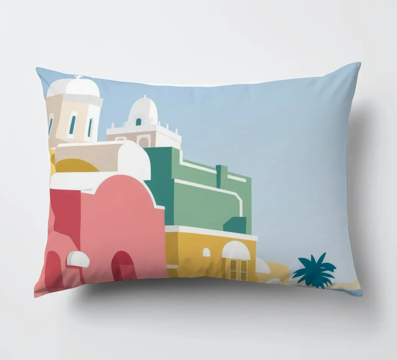 Santorini Rooftop View cuscino da Muse Artworks