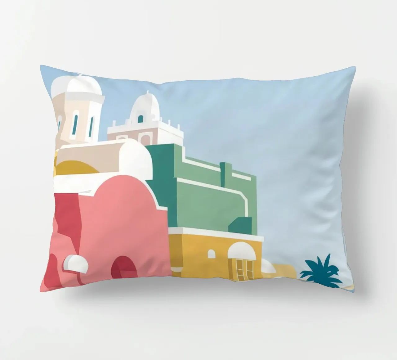 Santorini Rooftop View cuscino da Muse Artworks