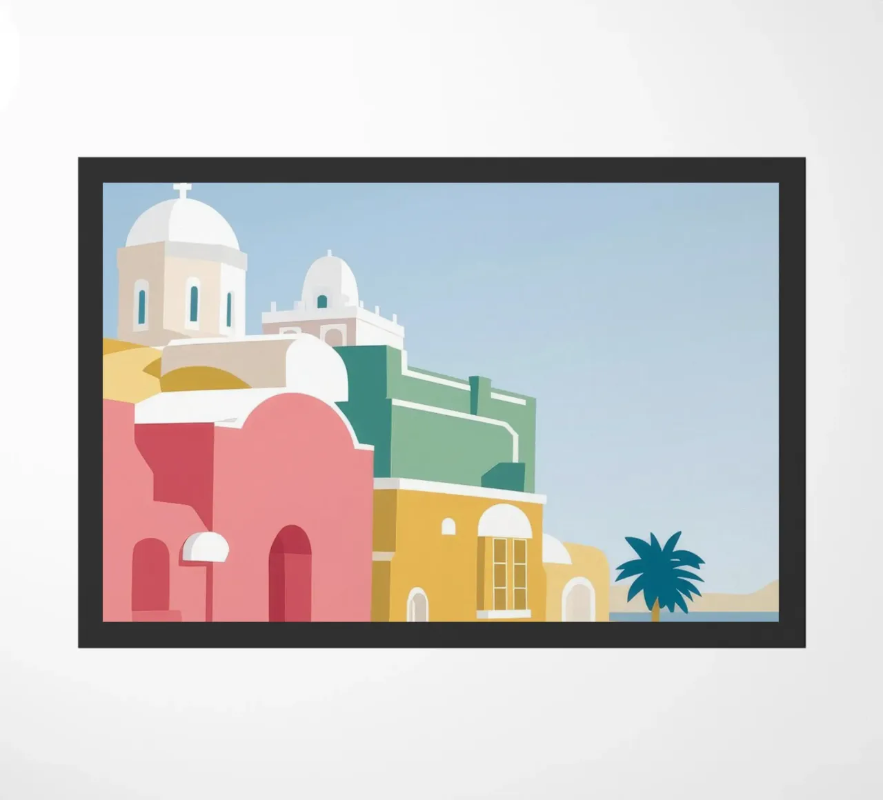 Vue du toit de Santorin paillasson de Muse Artworks