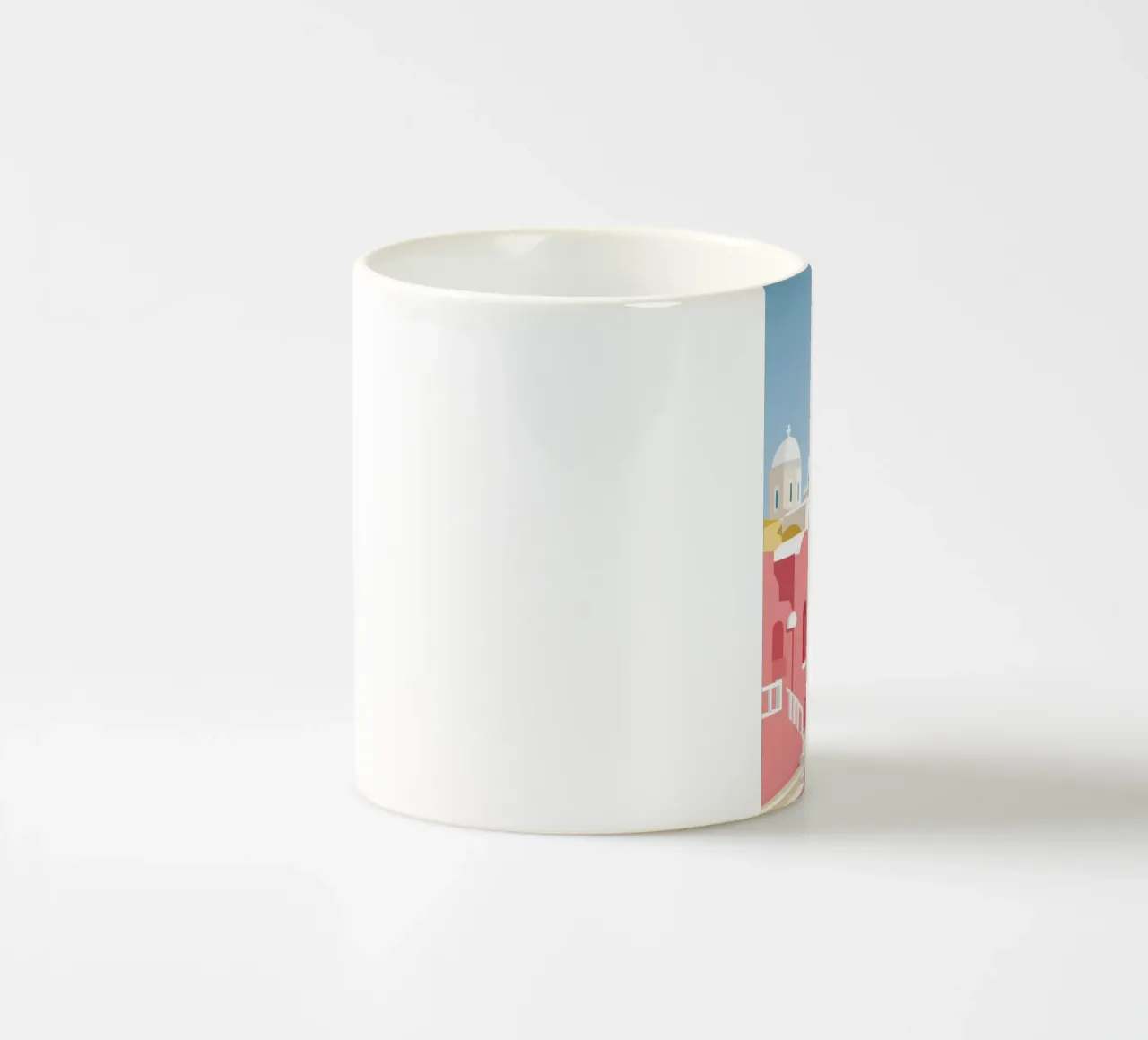 Santorini Dachterrassenblick Keramik Tasse von Muse Artworks