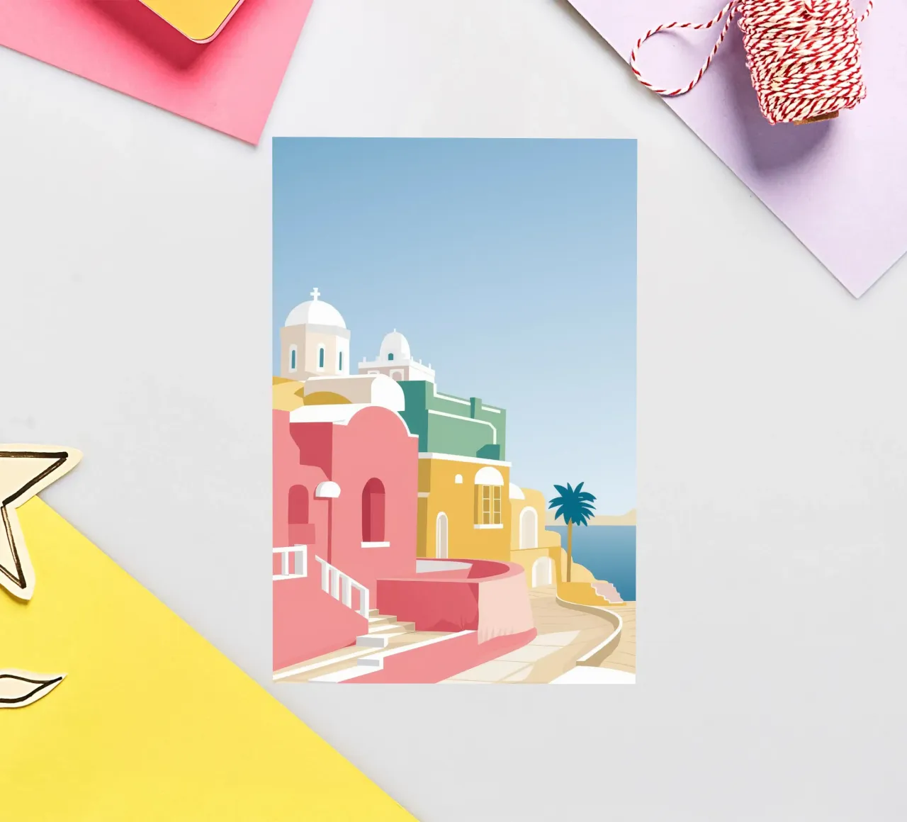 Vue du toit de Santorin autocollant de Muse Artworks