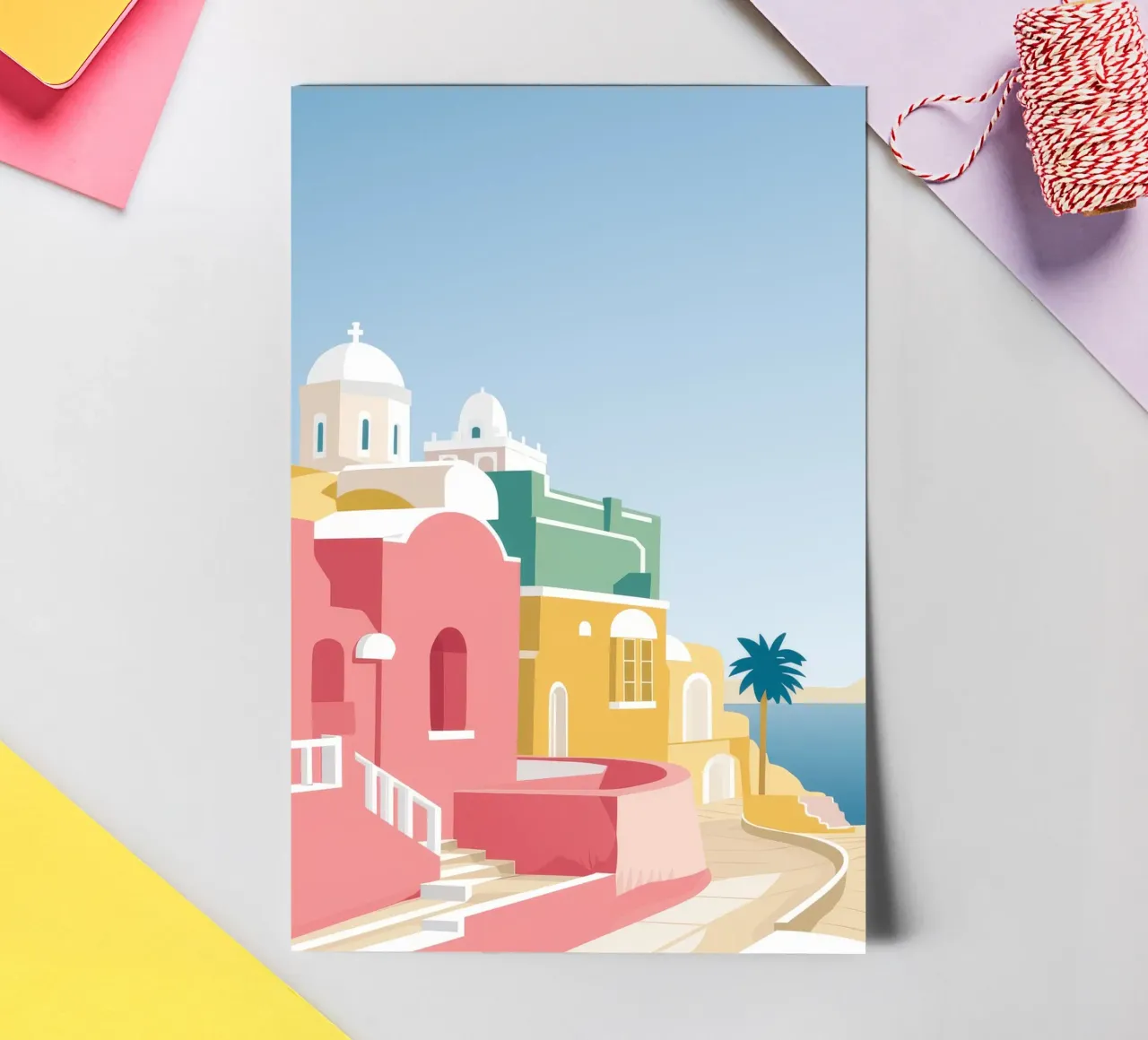 Vue du toit de Santorin planche autocollant de Muse Artworks