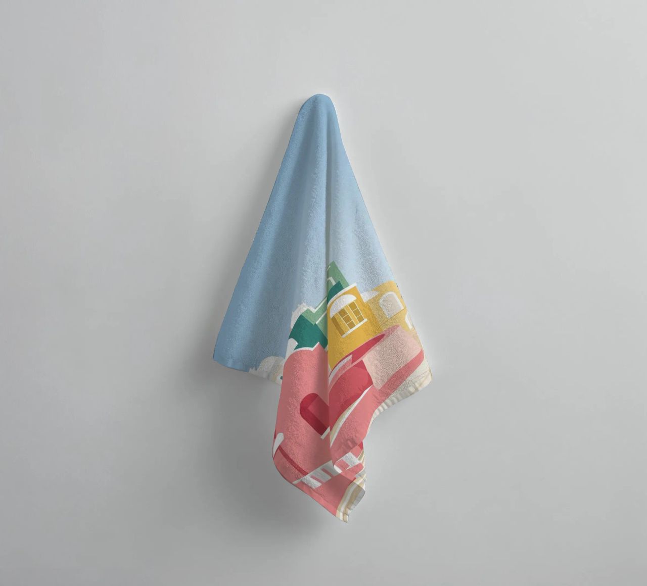 Vue du toit de Santorin serviette de bain de Muse Artworks