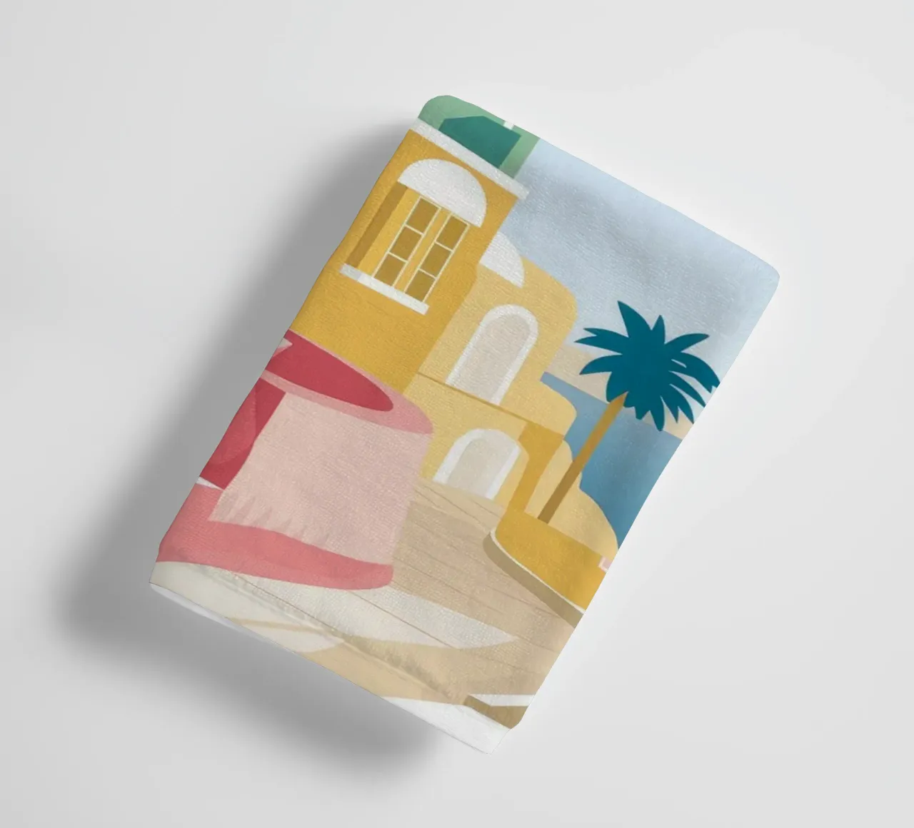 Santorini Rooftop View asciugamano da bagno da Muse Artworks