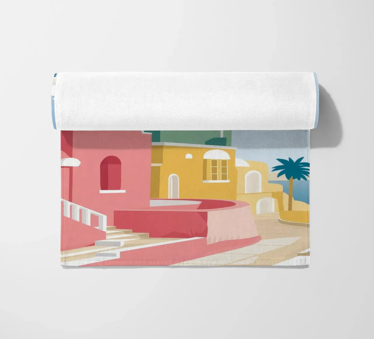 Vue du toit de Santorin serviette de plage de Muse Artworks