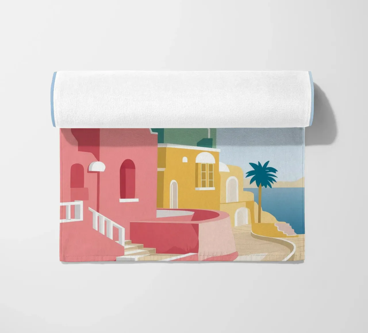 Vue du toit de Santorin serviette de plage de Muse Artworks