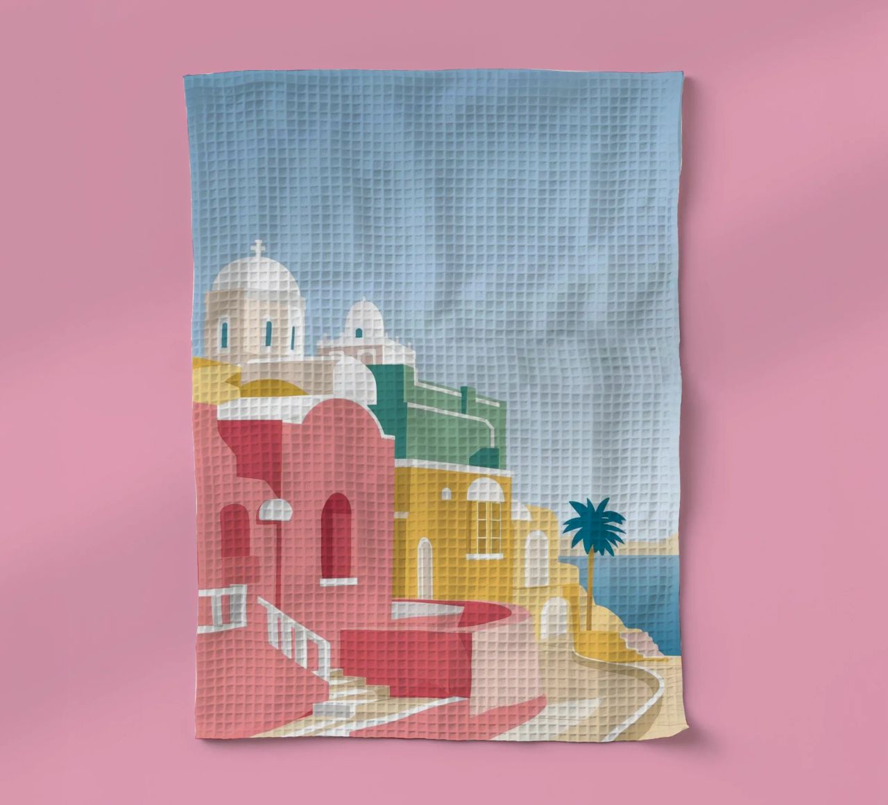 Santorini Rooftop View canovaccio da cucina da Muse Artworks