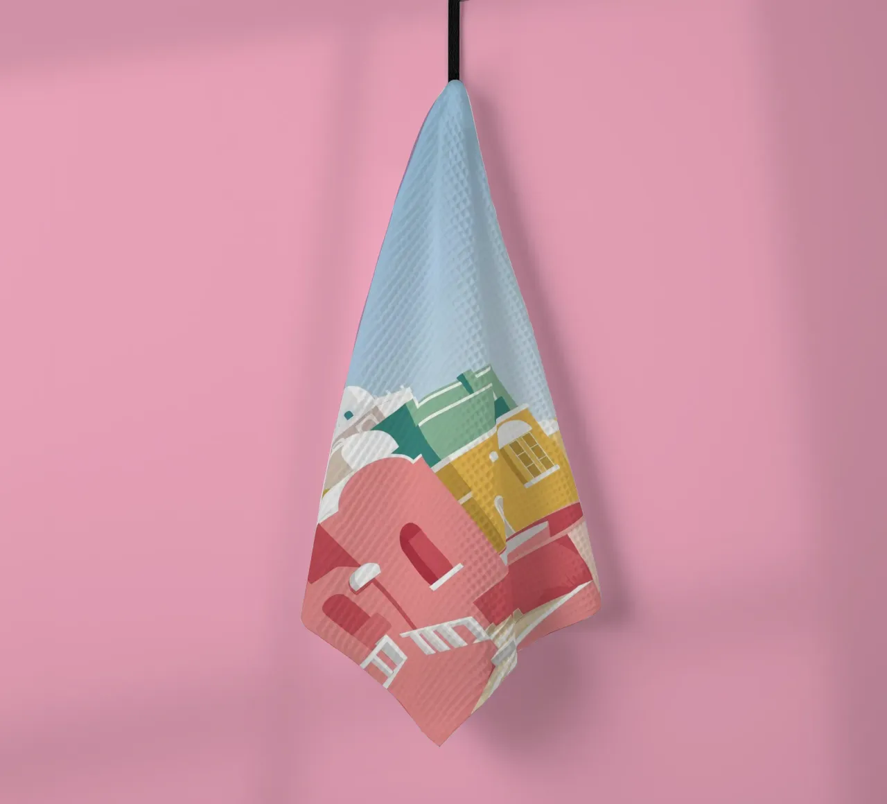 Vue du toit de Santorin torchon de Muse Artworks