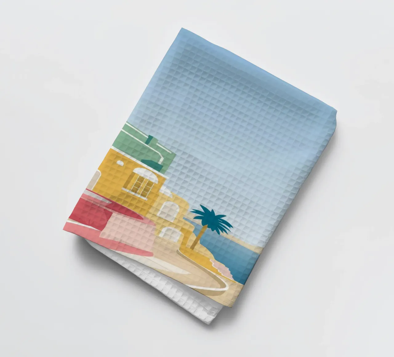 Vue du toit de Santorin torchon de Muse Artworks