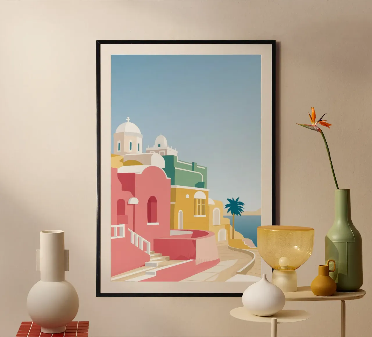 Santorini Rooftop View poster da Muse Artworks