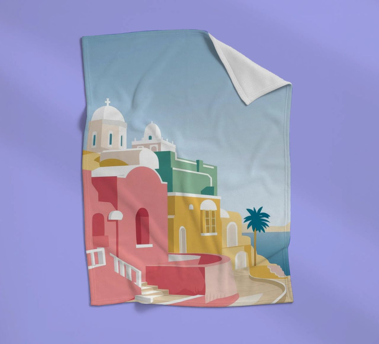 Santorini Rooftop View coperta in pile da Muse Artworks