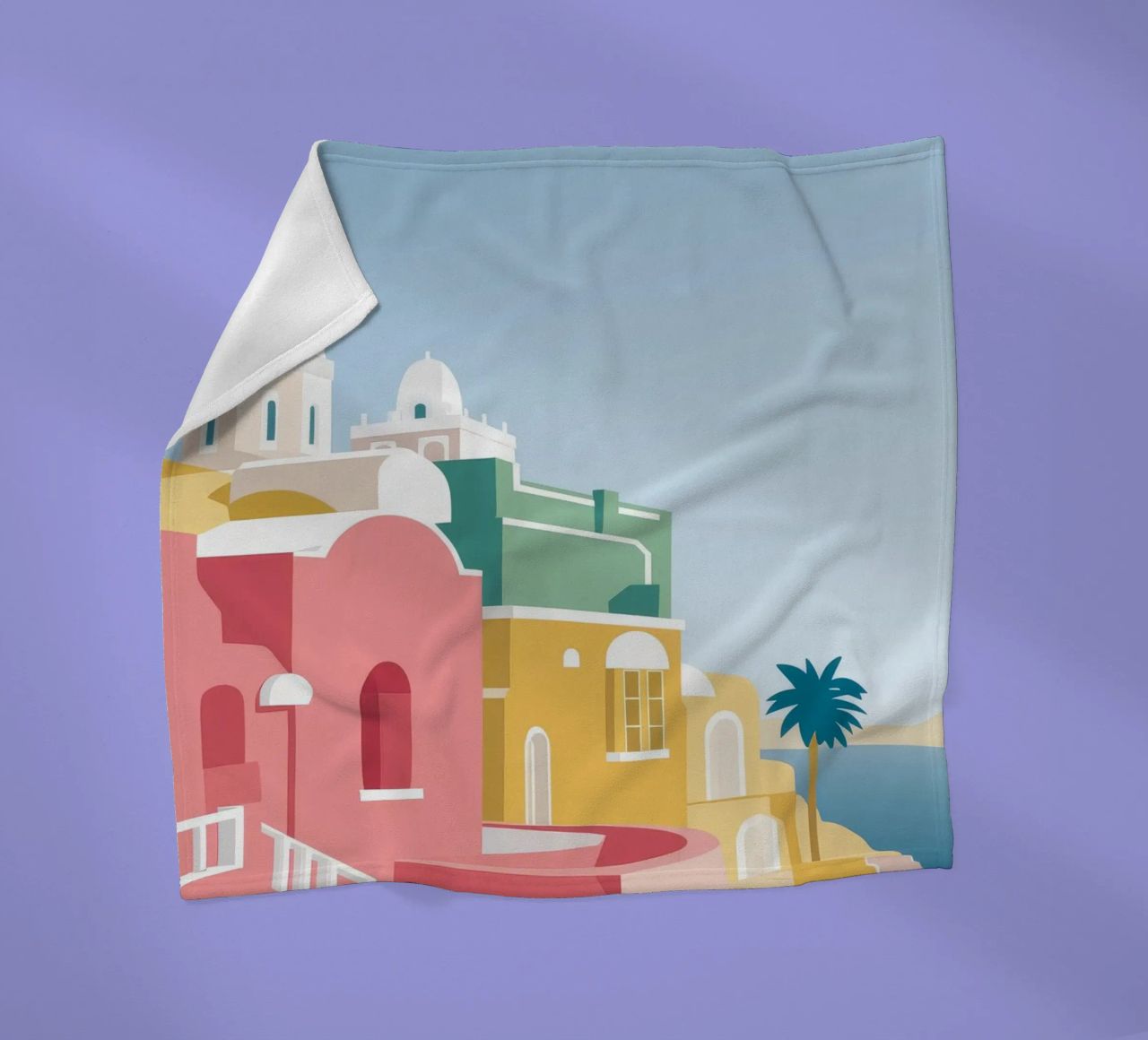 Santorini Rooftop View coperta in pile da Muse Artworks
