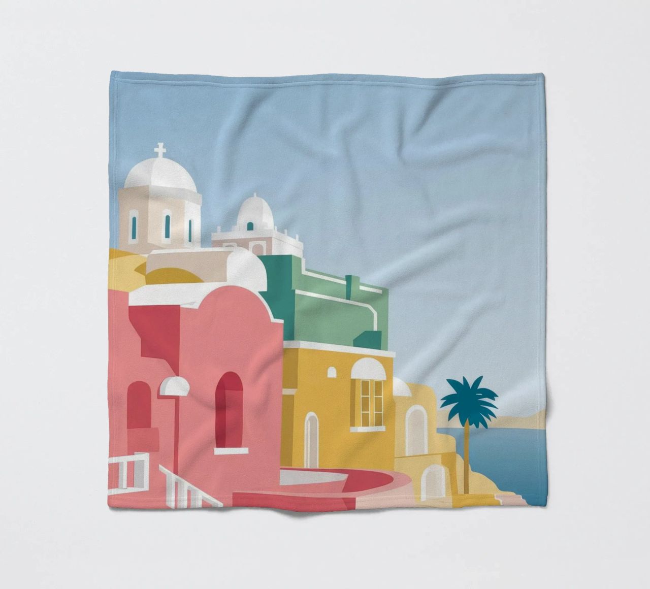 Santorini Rooftop View coperta in pile da Muse Artworks