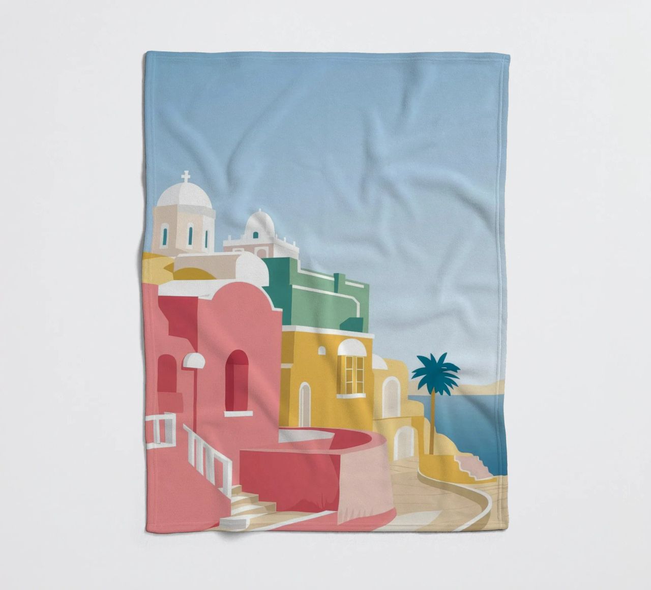 Santorini Rooftop View coperta in pile da Muse Artworks