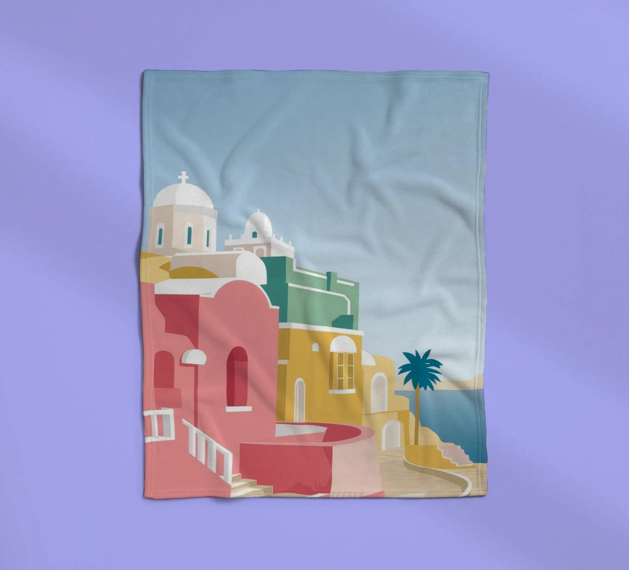 Santorini Rooftop View coperta in pile da Muse Artworks