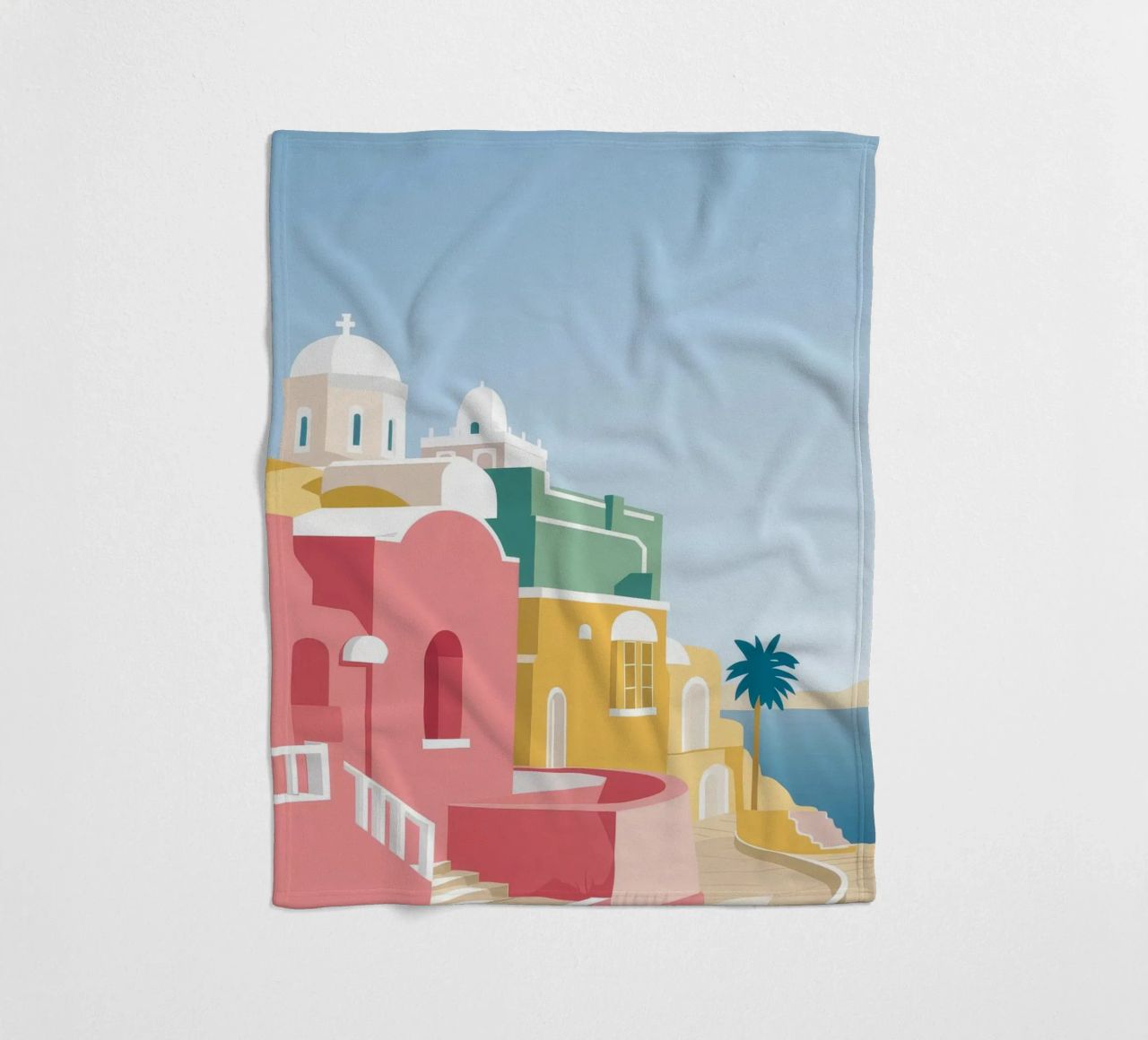 Santorini Rooftop View coperta in pile da Muse Artworks