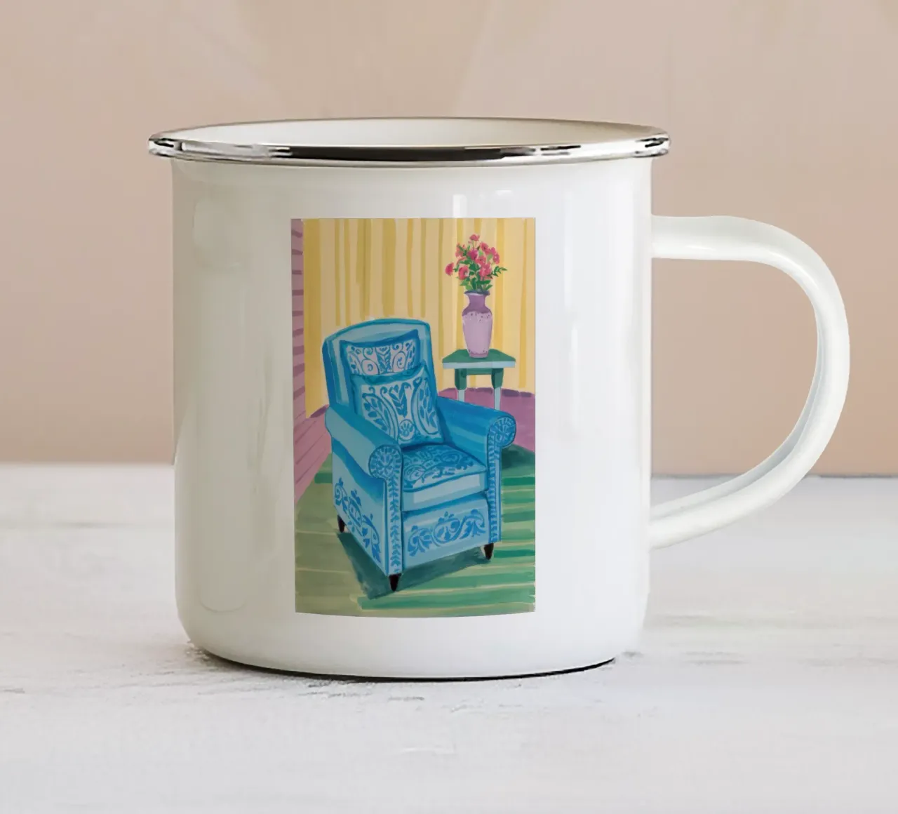 Poltrona Toile blu tazza in smalto da Haven Fantasy