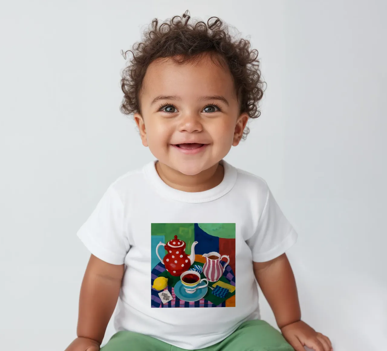 Polka Dot Teatime baby t-shirt by Fable Tempa