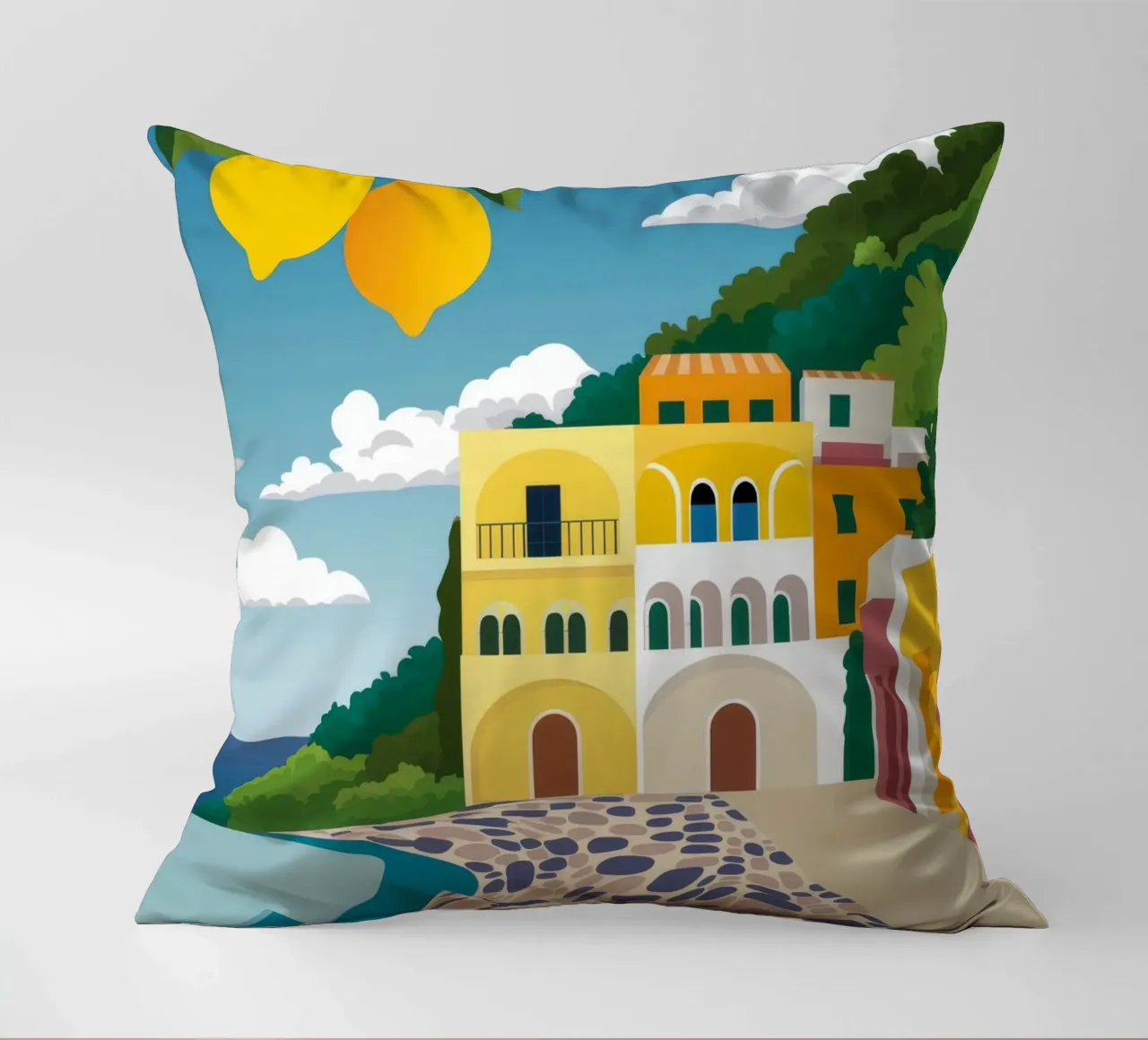 Lemon Tree Pathway decorative cushion by FadeAura