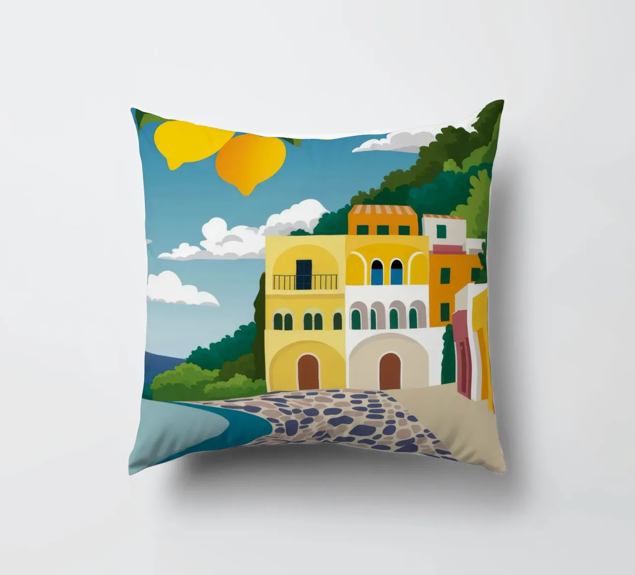 Lemon Tree Pathway decorative cushion by FadeAura