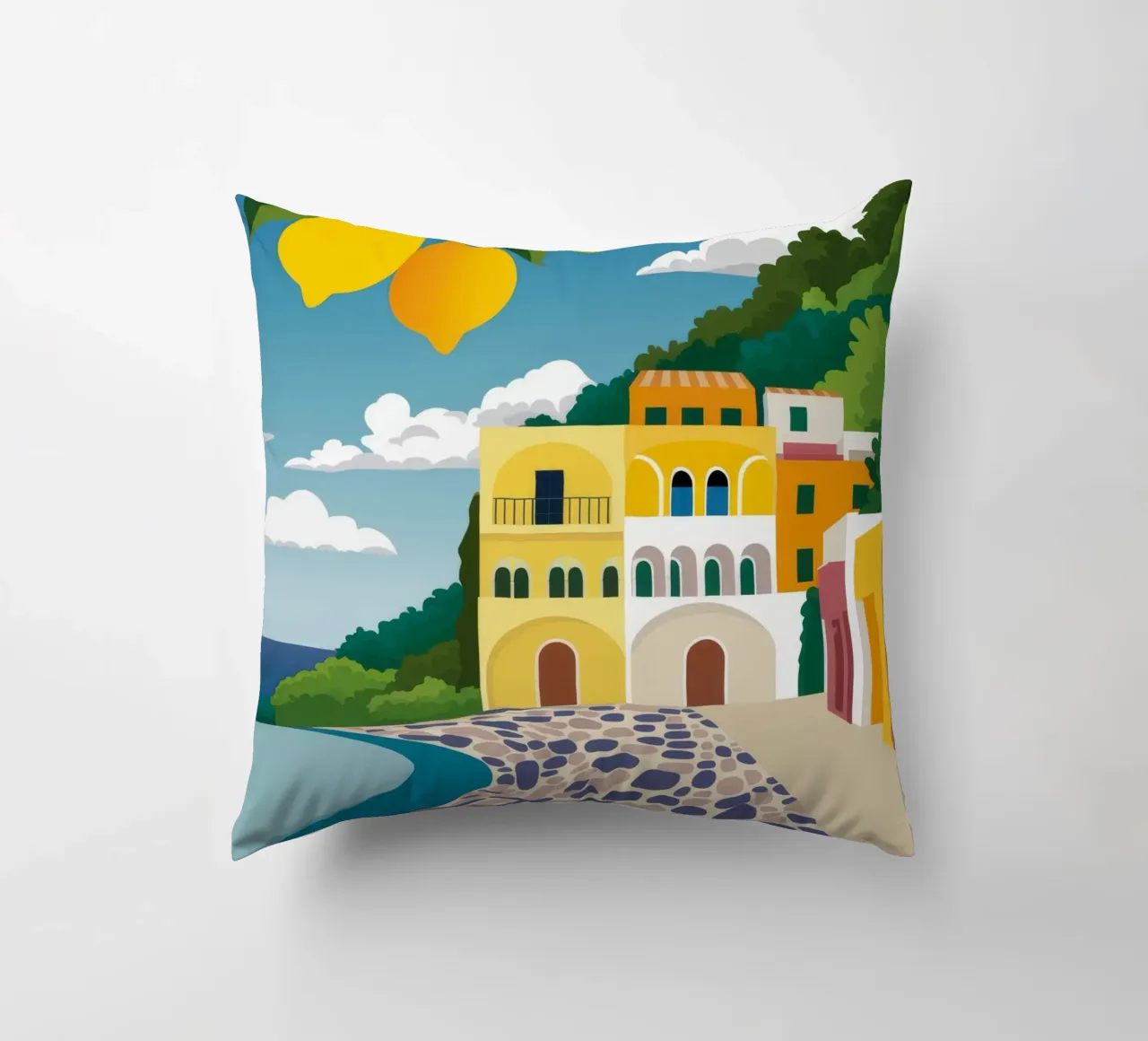 Lemon Tree Pathway decorative cushion by FadeAura