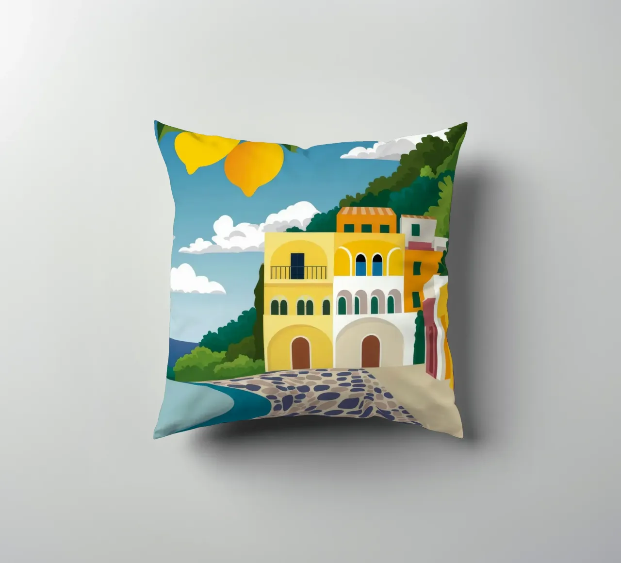 Lemon Tree Pathway decorative cushion by FadeAura