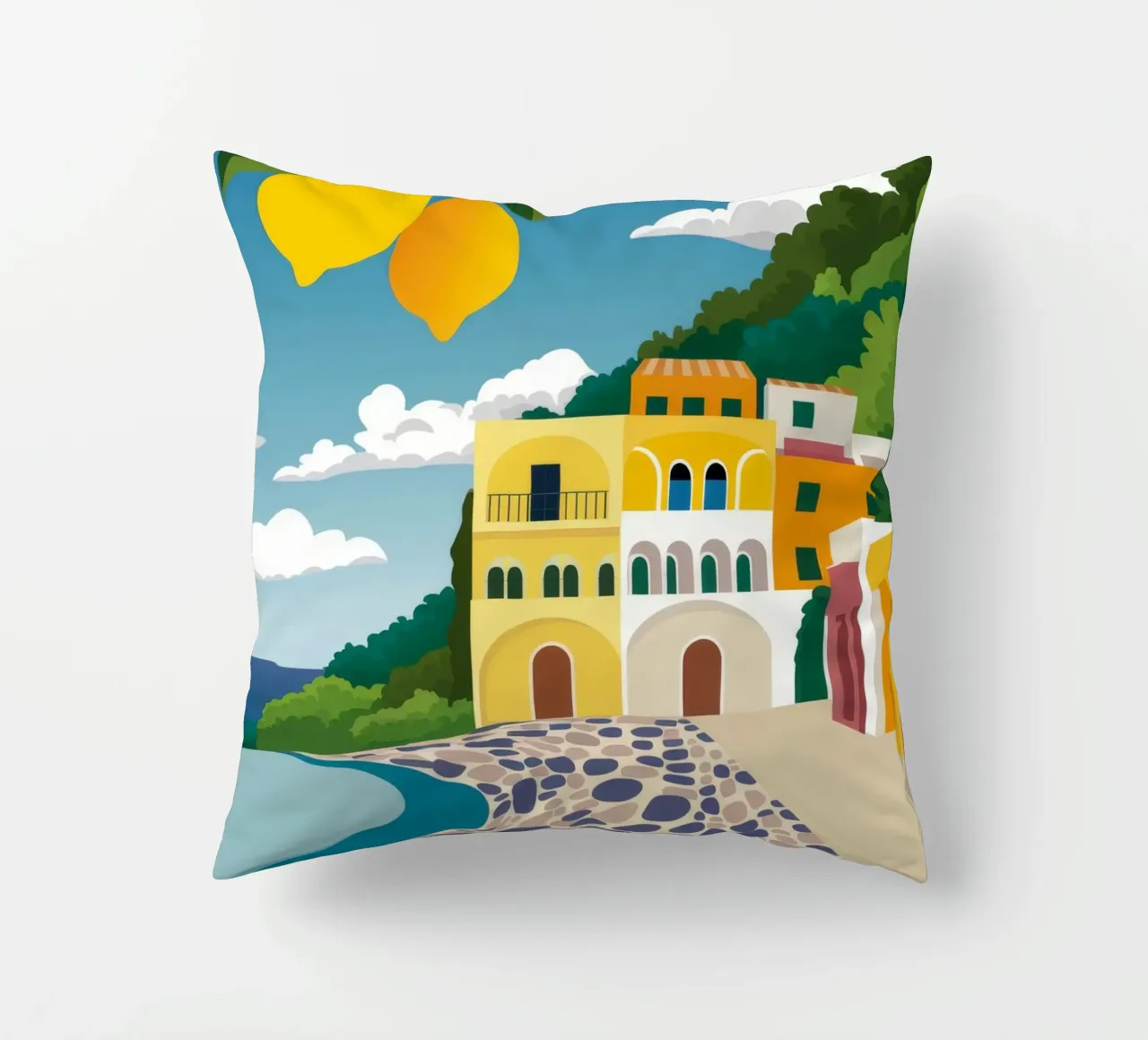 Lemon Tree Pathway decorative cushion by FadeAura