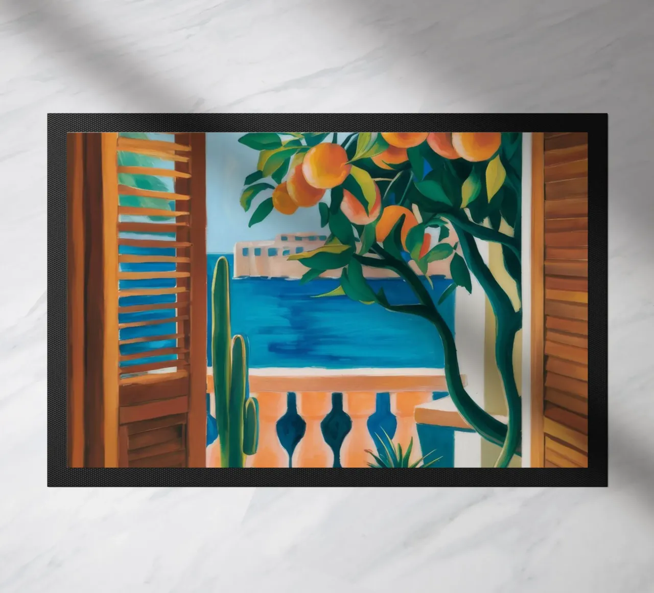 Orange Tree Window doormat by FadeAura